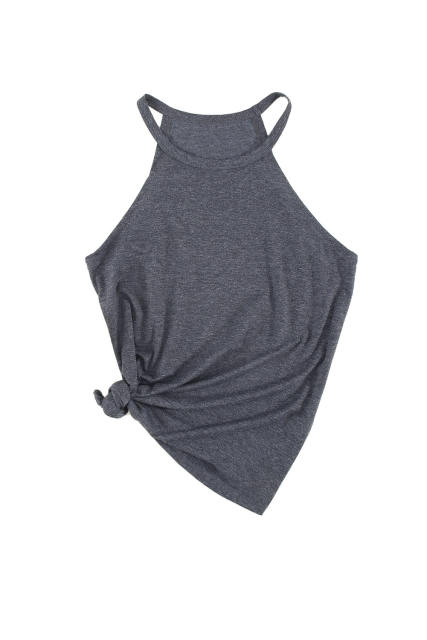 Blank Apparel - Grey Solid Color Crew Neck Tank Top BA2564998-11