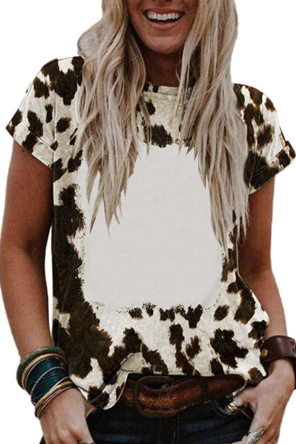 Leopard Blank Apparel- Leopard Bleached Graphic Short Sleeve Tee LC25220662-20