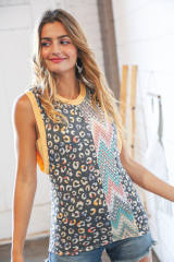 Leopard Chevron Print Tank Top LC2568531-20