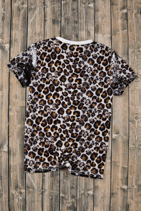 Leopard Mix Animal Print Bleached T Shirt LC25220458-20