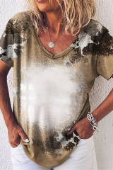 Brown Western Cow Spotted Bleached T Shirt LC25220457-17