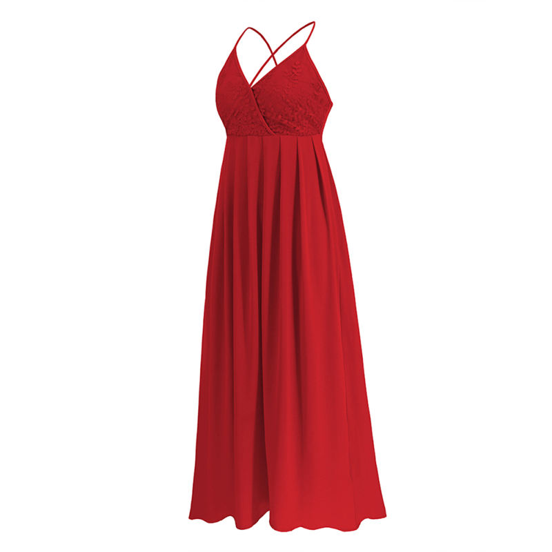 Red Back Criss-cross  Spaghetti Straps Maxi Dress TQG330032-3