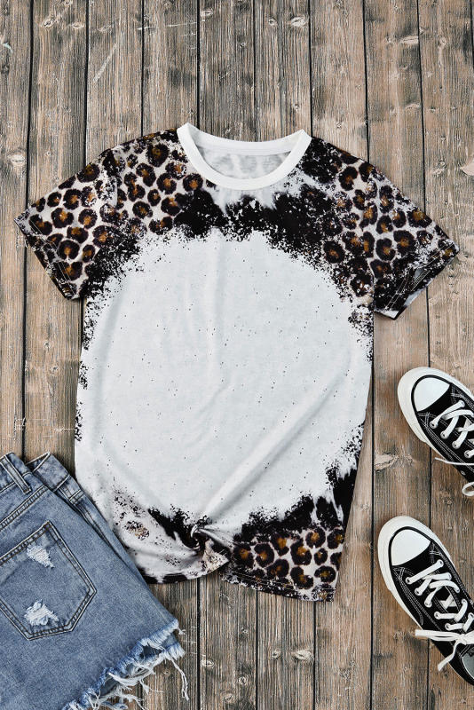 Leopard Mix Animal Print Bleached T Shirt LC25220458-20