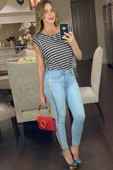 Black Striped Butterfly Sleeve T Shirt LC25219423-2