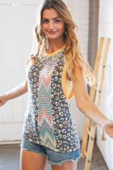 Leopard Chevron Print Tank Top LC2568531-20