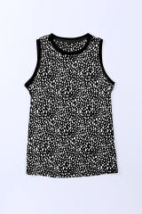 Black Leopard Print Round Neck Tank Top LC2568312-2
