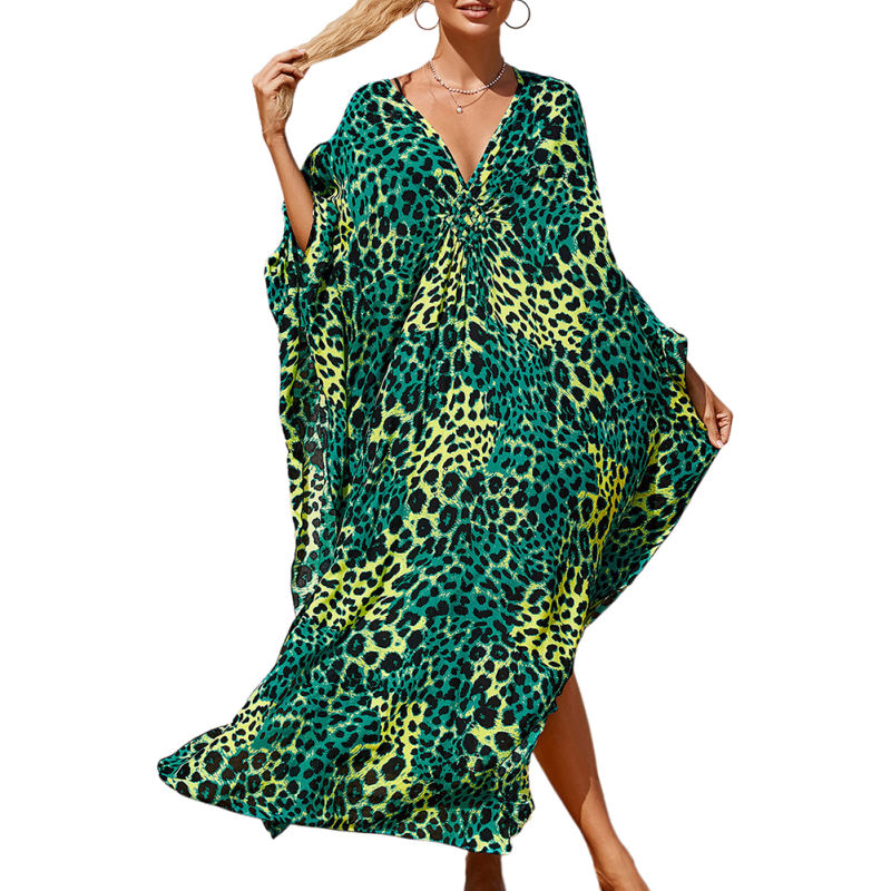 Dark Green Print Long Kinimo Beachwear TQL310062-36