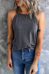 Blank Apparel - Grey Solid Color Crew Neck Tank Top BA2564998-11