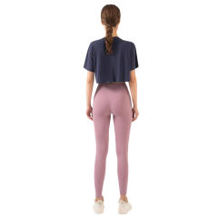 Blue Loose Crop Top and Purple High Waist Yoga Pants Set TQE71335-5-8