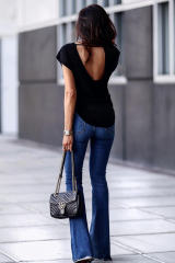 Black Hollow-out Back Cap Sleeve T-shirt LC25219425-2