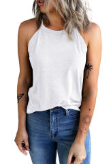 Blank Apparel - White Solid Color Crew Neck Tank Top BA2564998-1