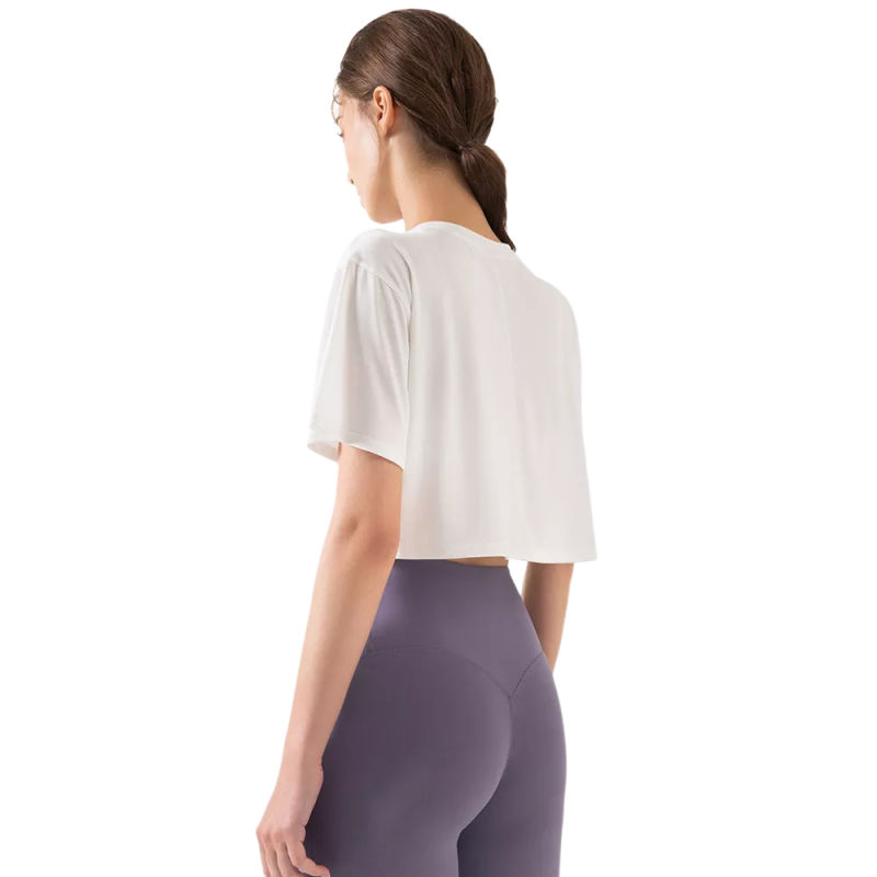 White Loose Crop Top and Purple High Waist Yoga Pants Set TQE71335-1-8