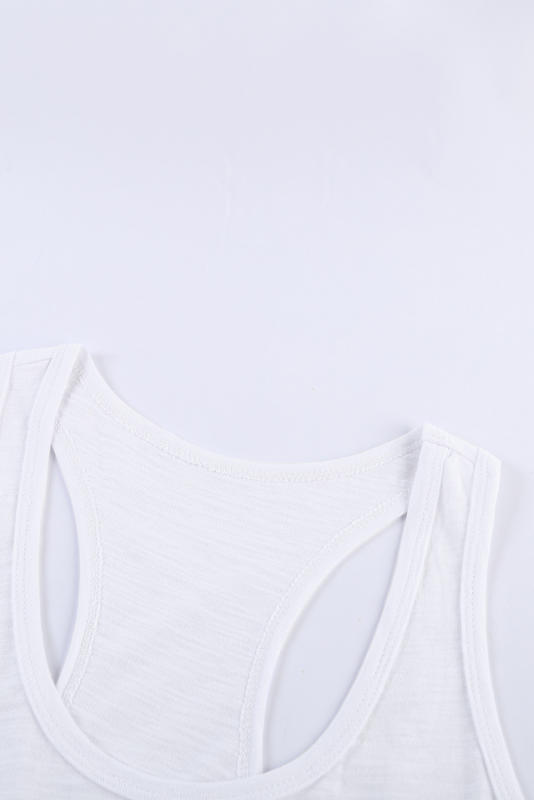 Blank Apparel - White Scoop Neck Basic Solid Tank Top BA256372-1