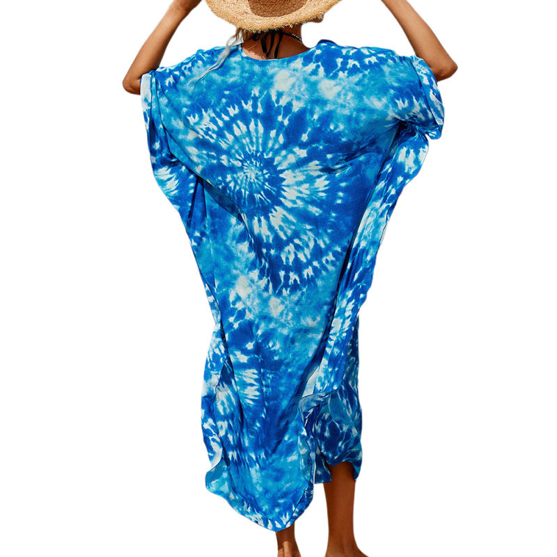 Royal Blue Print Long Kinimo Beachwear TQL310062-62