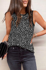 Black Leopard Print Round Neck Tank Top LC2568312-2