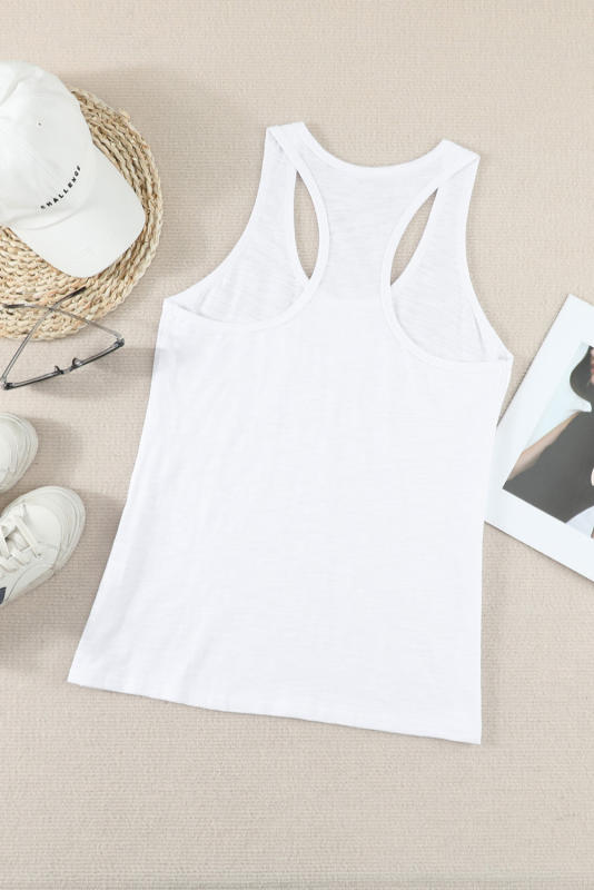 Blank Apparel - White Scoop Neck Basic Solid Tank Top BA256372-1