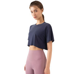Blue Loose Crop Top and Purple High Waist Yoga Pants Set TQE71335-5-8