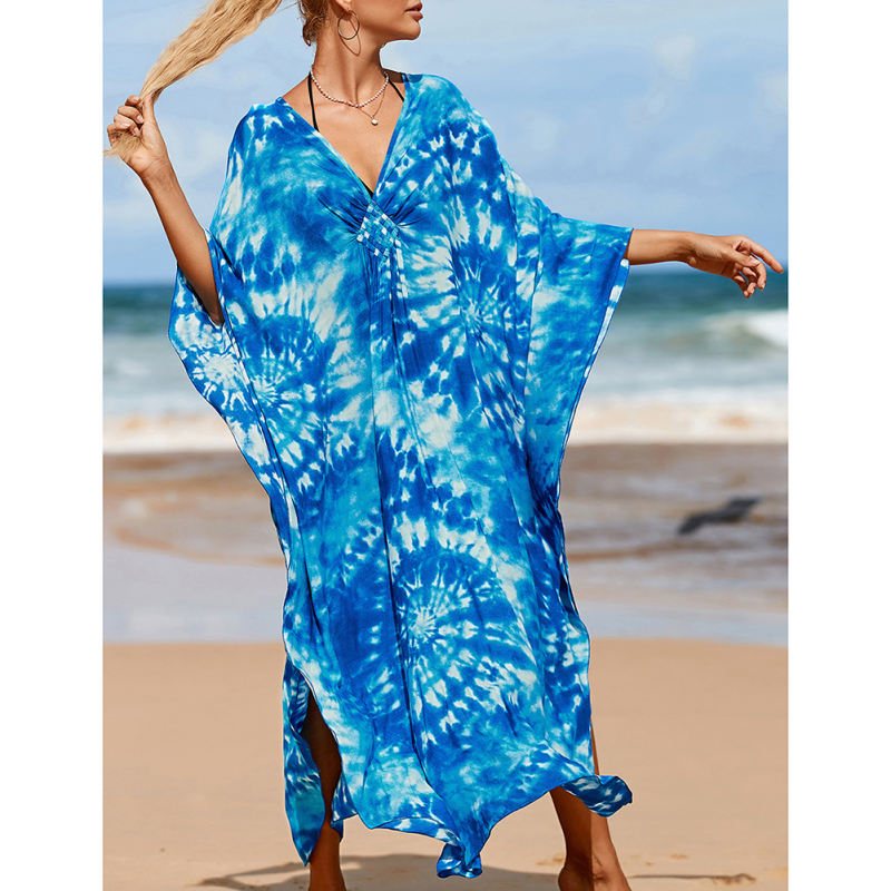 Royal Blue Print Long Kinimo Beachwear TQL310062-62