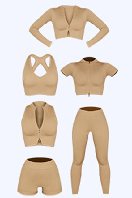 Khaki Ribbed Hollow-out Racerback Yoga Camisole