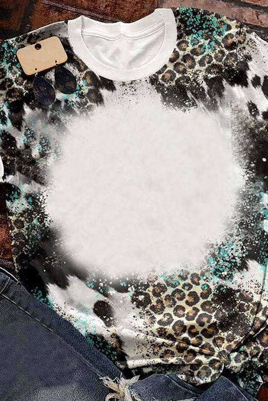 Leopard Blank Apparel- Western Fashion Bleached T-Shirt LC25220683-20