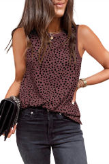 Red Leopard Print Round Neck Tank Top LC2568312-3