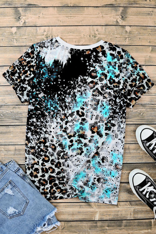 Leopard Blank Apparel- Western Fashion Bleached T-Shirt LC25220683-20
