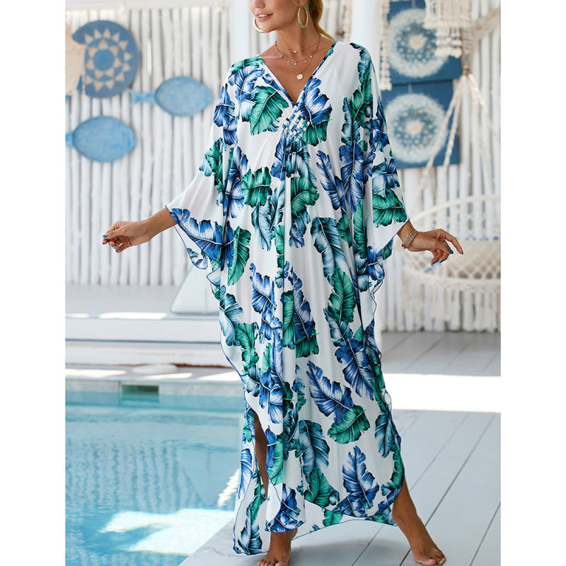 Lake Blue Print Long Kinimo Beachwear TQL310062-76