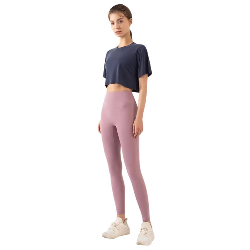 Blue Loose Crop Top and Purple High Waist Yoga Pants Set TQE71335-5-8