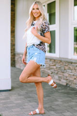 Leopard Mix Animal Print Bleached T Shirt LC25220458-20