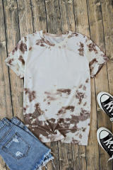 Brown Blank Apparel- Bleached Tie-dye Print Short Sleeve Top LC25220659-17