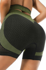 Green Textured U Neck Criss Cross Sports Bra LC264395-109