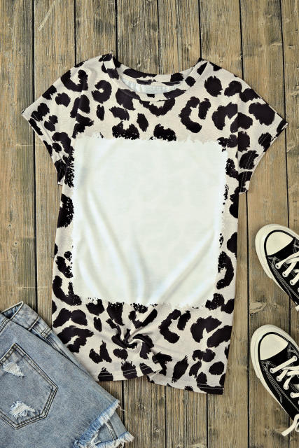 Leopard Blank Apparel- Leopard Bleached Graphic Short Sleeve Tee LC25220662-20