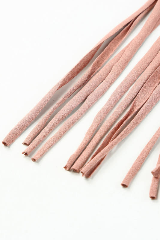 Pink Tassel Drawstring Bandeau Crop Tank Top LC2567900-10