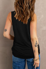 Black Loose Crew Neck Tank Top LC2564164-2