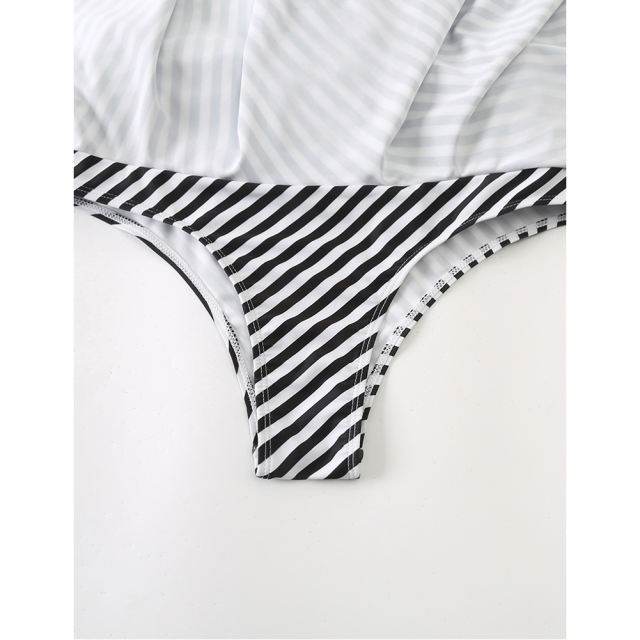 Black White Pleated Irregular High Waist Beach Culottes TQK630011-37