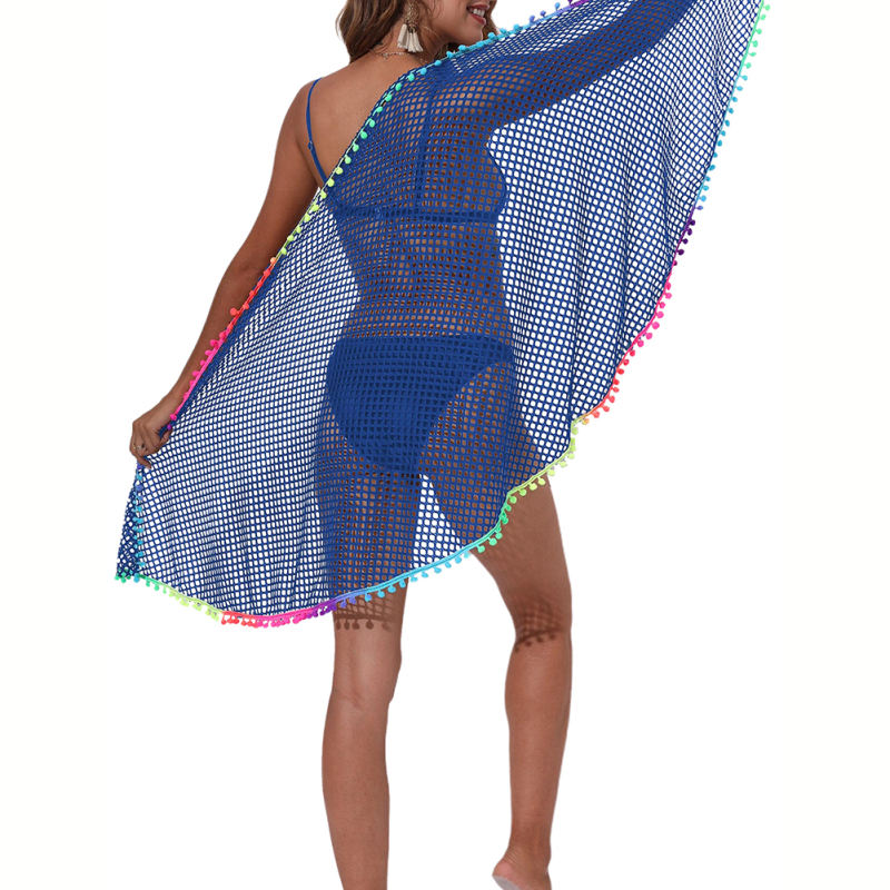 Blue Multi-wear Colorful Tassels Beach Wrap Skirt TQG650001-5