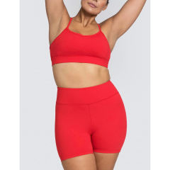 Red Back Criss Yoga Bra with Shorts Set TQL710038-3