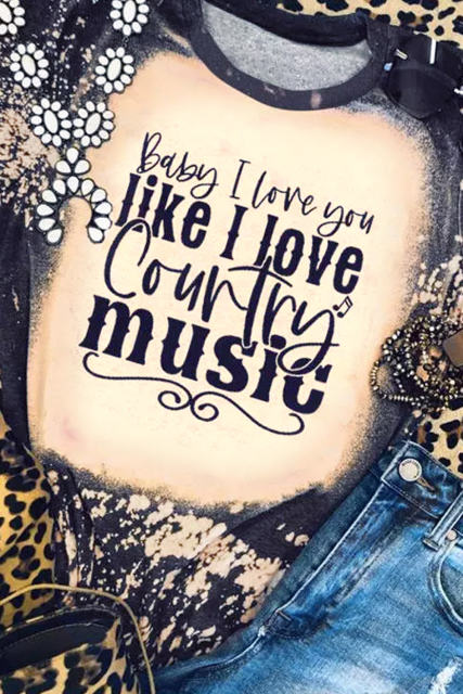 Black Baby I Love You Like I Love t Country music Graphic Tee LC25220287-2