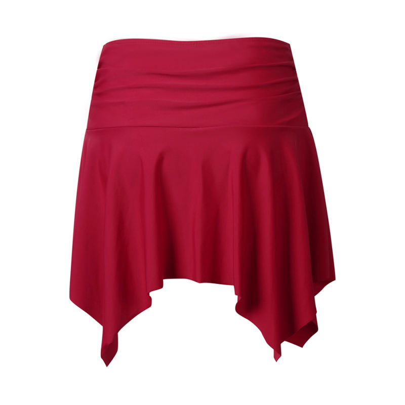 Red Pleated Irregular High Waist Beach Culottes TQK630011-3