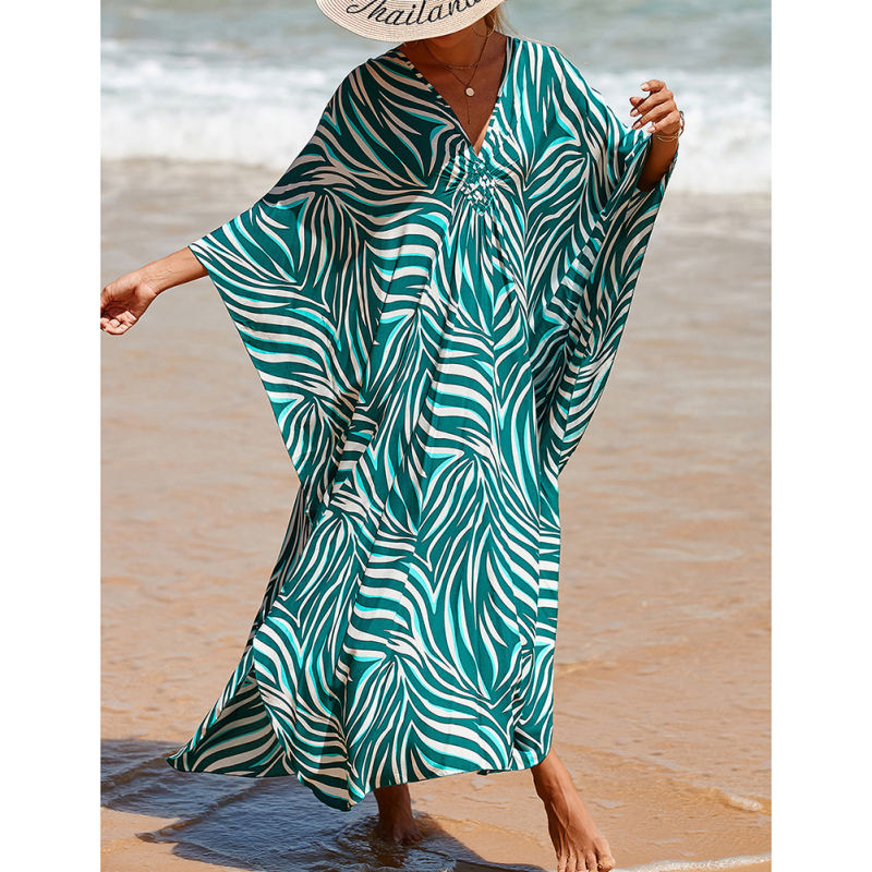 Light Green Print Long Kinimo Beachwear TQL310062-28