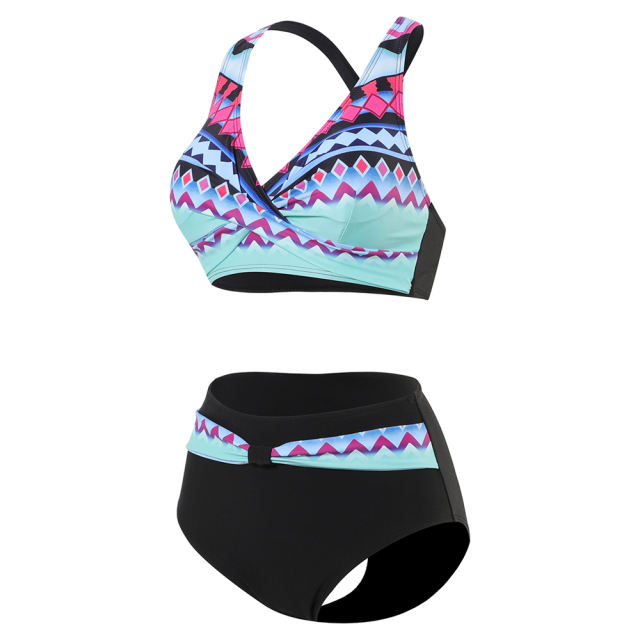 Multicolor Printed Twist Front 2pcs Bikini TQK610289-29
