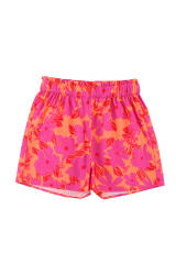 Pink Floral Print Smocked Waist Shorts LC731419-10