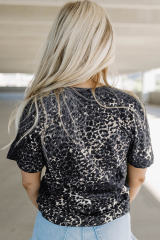 Leopard Blank Apparel- Bleached Leopard Crew Neck T-shirt LC25220738-20