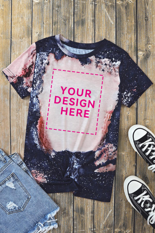 Multicolor Blank Apparel- Western Fashion Bleached Tie-dye T-shirt LC25220663-22