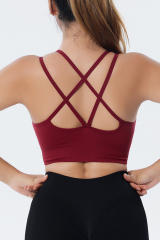 red Ribbed Knit Strappy Back Yoga Bra LC264384-3