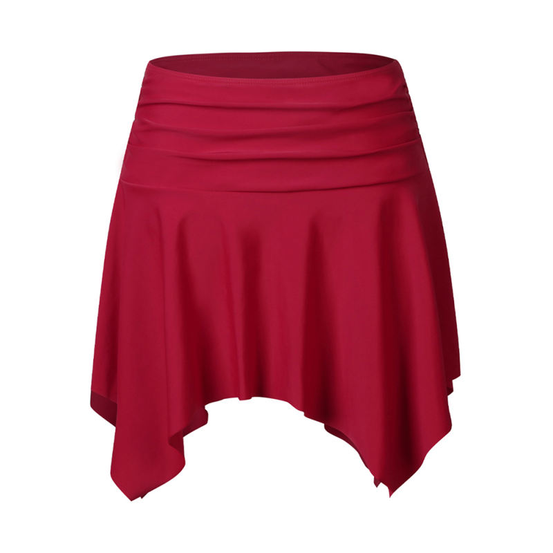 Red Pleated Irregular High Waist Beach Culottes TQK630011-3
