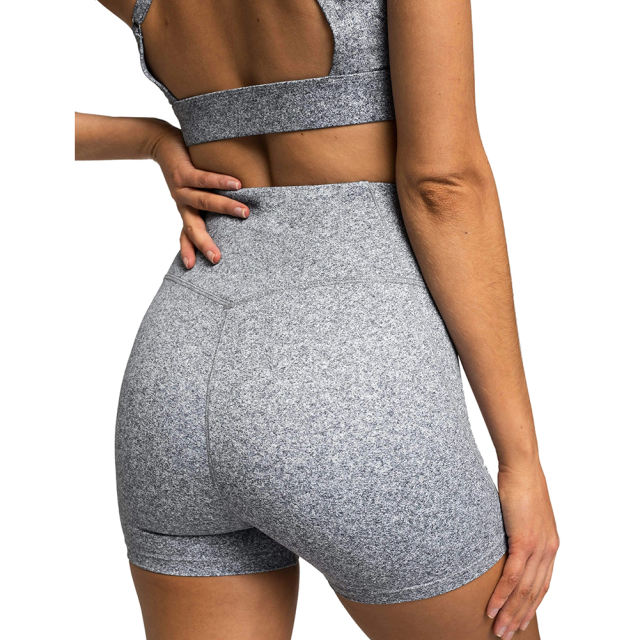 Gray Back Criss Yoga Bra with Shorts Set TQL710038-11