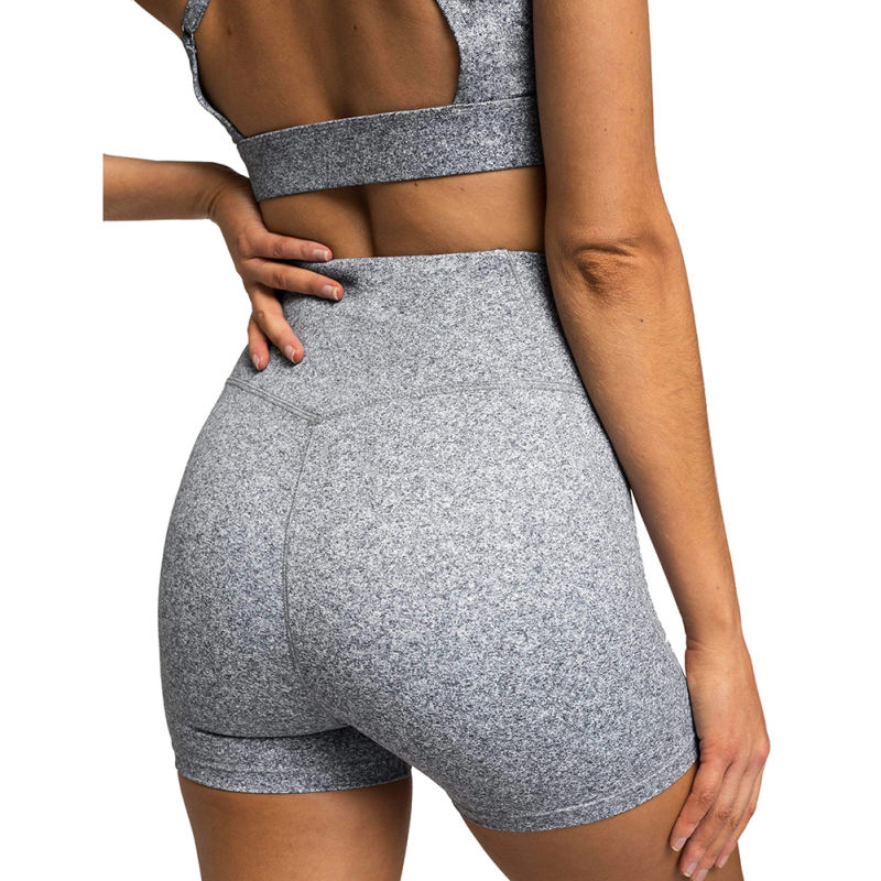 Gray Back Criss Yoga Bra with Shorts Set TQL710038-11