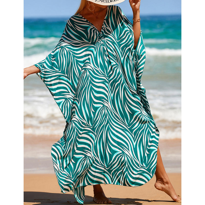 Light Green Print Long Kinimo Beachwear TQL310062-28