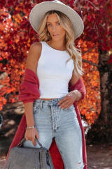 White Seamless Sleeveless Rib Knit Crop Top LC2565159-1